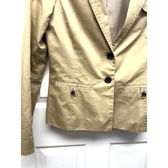 Banana Republic Tan Cotton Cropped Blazer, Lined Jacket, Women's Size 6 - Picture 3 of 6